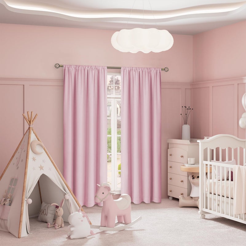 BGment Pink Blackout Curtains for Girls Room 2 Panels Set, Kids Curtains for Baby Nursery Bedroom 84 Inch Length Thermal Insulated Soundproof Full Room Darkening Toddler Room, Each Panel 42 Inch Wide - Image 2